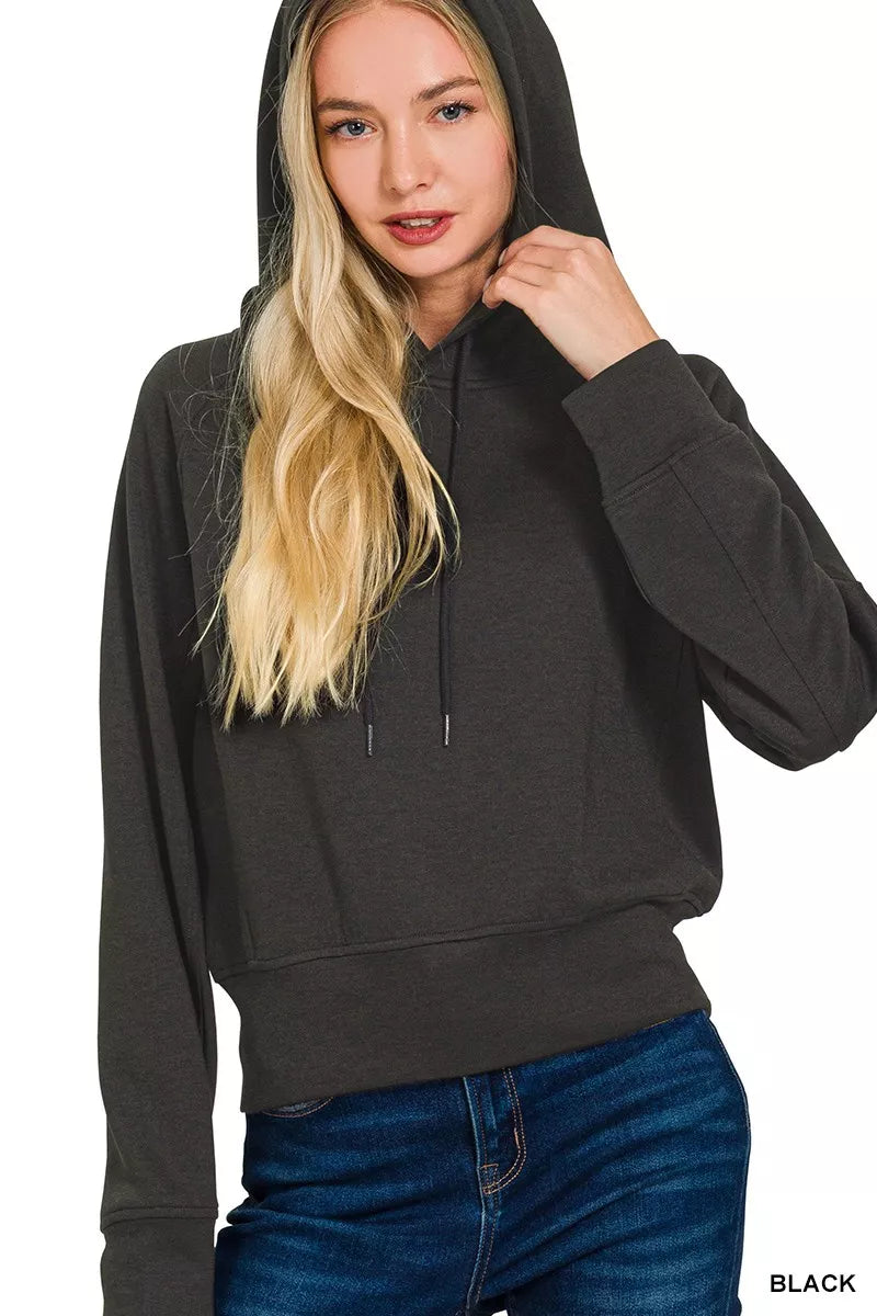Zenana Drawstring Scuba Hoodie