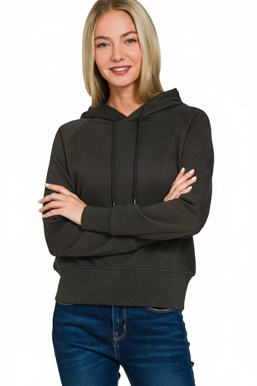 Zenana Drawstring Scuba Hoodie