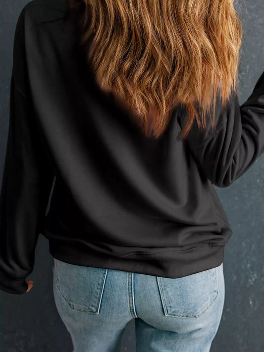 Christmas Sequin Ribbon Bow Drop Shoulder Sweatshirt