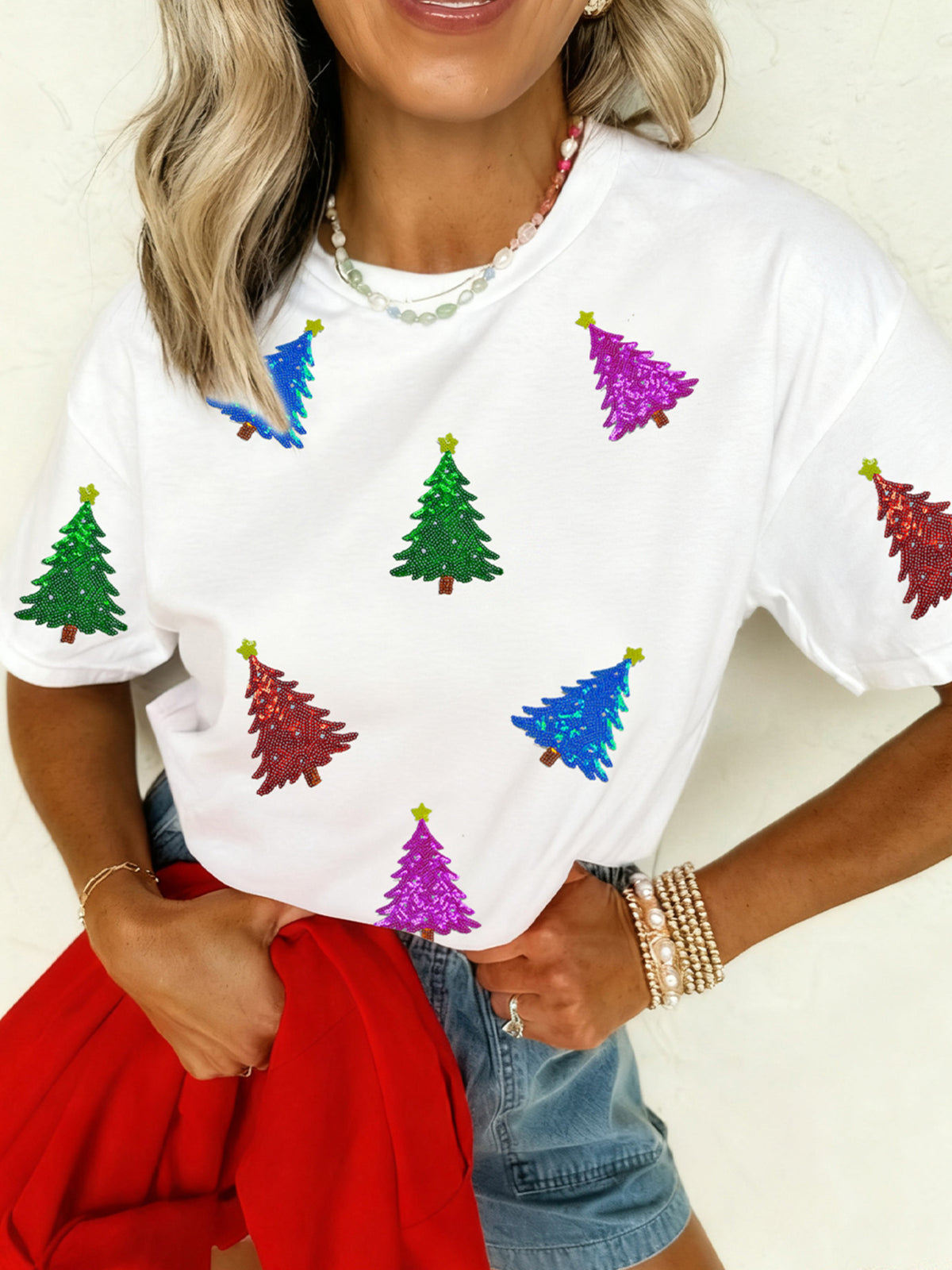 Sequin Christmas Tree Relaxed Fit T-Shirt